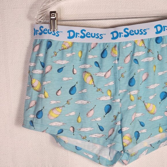 Dr. Seuss Seuss Blue Oh the Places You'll Go Poly Rayon Sleep Short Size M 8-10 - Picture 4 of 16